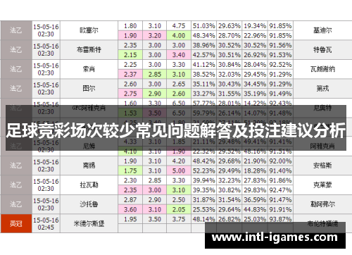 足球竞彩场次较少常见问题解答及投注建议分析